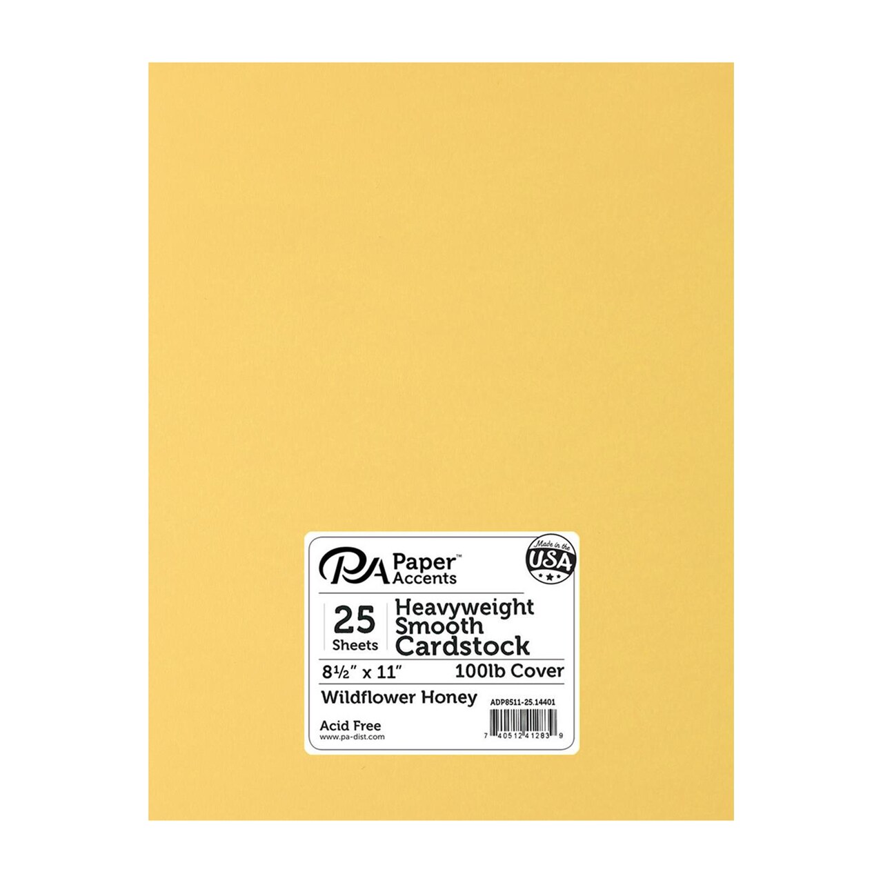 PA Paper Accents Heavyweight Smooth Cardstock 8.5" x 11" Wild Honey, 100lb colored cardstock paper for card making, scrapbooking, printing, quilling and crafts, 25 piece pack